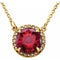 Collier de 40 cm (16 pouces) en or jaune 14 carats, orné d'un rubis de laboratoire de 8 mm et de diamants naturels (0,05 carat au total).