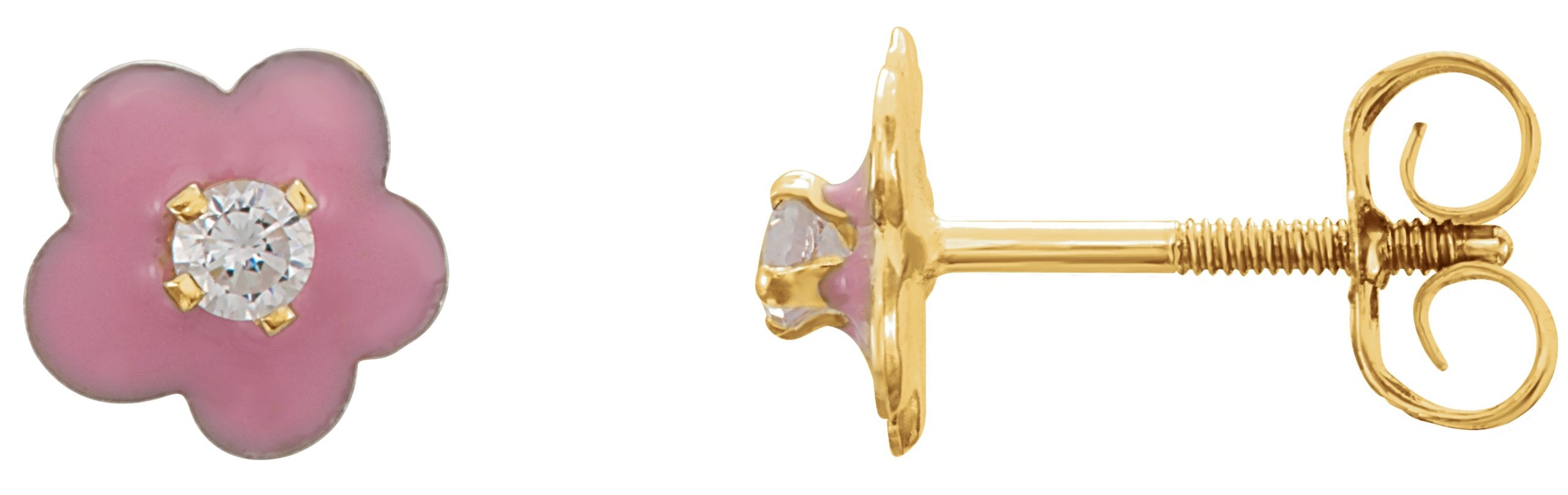 Boucles d'oreilles fleuries en émail pour jeunes
