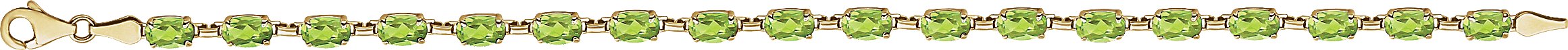 14K Yellow Gold Natural Peridot 7.25" Bracelet