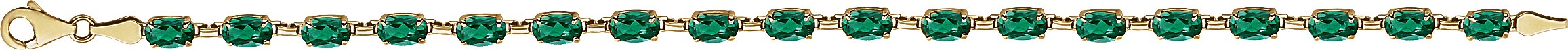 14K Yellow Gold Lab-Grown Emerald 7.25" Bracelet