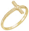 14K Yellow Gold Rope Sideways Cross Ring