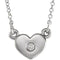 Collier en argent sterling serti d'un diamant naturel en forme de cœur (0,03 carat au total), 40,6 cm (16 pouces).