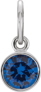 14K White Gold Posh Mommy® Imitation Blue Sapphire Charm/Pendant