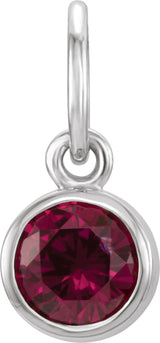 14K White Gold Posh Mommy® Imitation Garnet Charm/Pendant