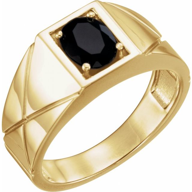 Bague en or jaune 14 carats et onyx noir naturel