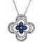 Collier trèfle 45,7 cm (18 pouces) en platine, saphir bleu de laboratoire et diamants naturels (0,08 carat au total).