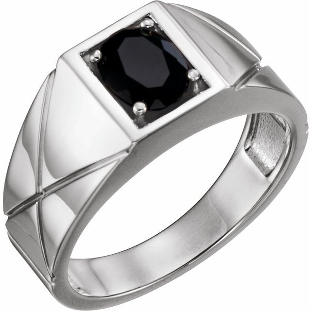 Bague en argent sterling et onyx noir naturel