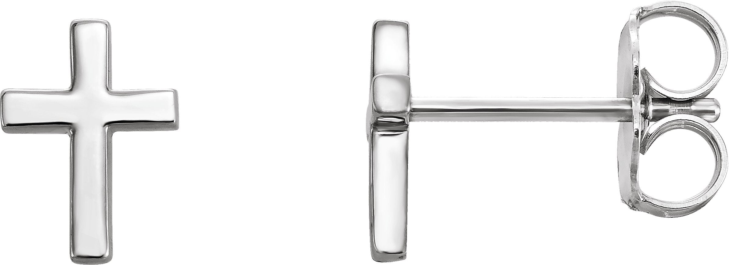 14K White Gold 7.5 mm Cross Earrings