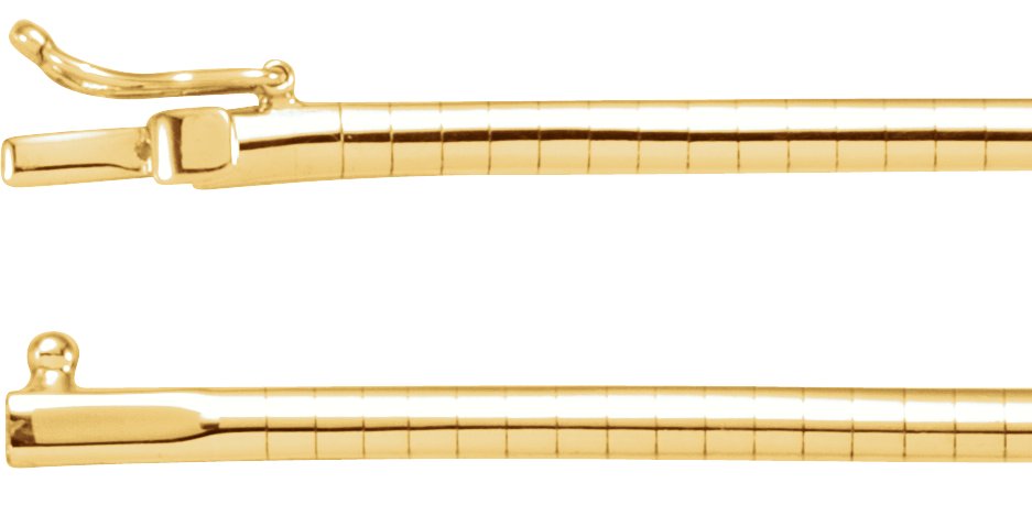 14K Yellow Gold 3 mm Omega 18" Chain