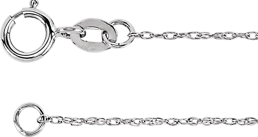 14K White Gold 1 mm Rope 20" Chain