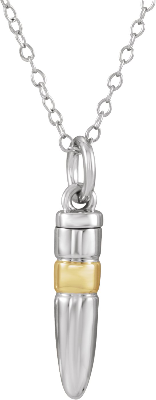 Sterling Silver 14K Yellow Gold-Plated Bullet Ash Holder 18" Necklace