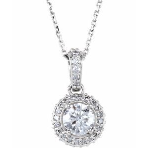 Collier de 45,7 cm (18 pouces) en or blanc 14 carats, serti d'une moissanite Forever Brilliant® ronde de 4,5 mm et de diamants (0,25 carat au total).