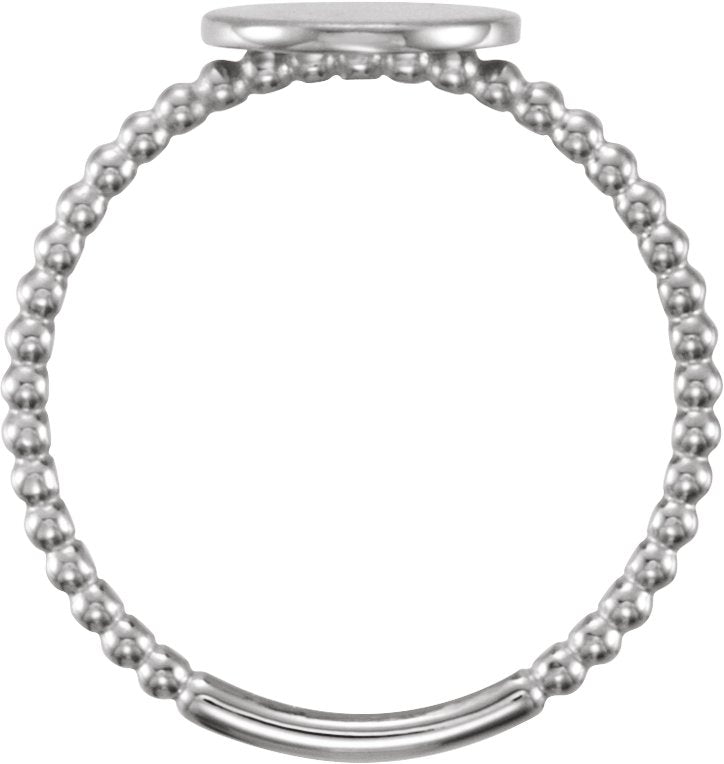 14K White Gold Be Posh® Engravable Beaded Signet Ring