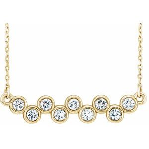 Collier avec barrette sertie de diamants naturels jaunes 14 carats (0,5 carat au total), 40-45 cm (16-18 pouces).