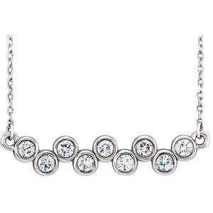 Collier en platine serti clos de diamants naturels (0,5 carat au total) - 40-45 cm