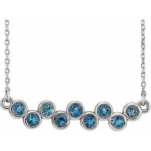 Collier en argent sterling serti clos d'aigue-marine naturelle, 40-45 cm