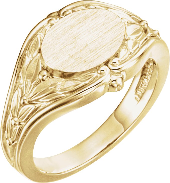 14K Yellow Gold 10x8 mm Oval Signet Ring