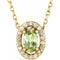 Collier de 40 cm (16 pouces) en or 14 carats avec péridot naturel jaune et diamants naturels (0,04 carat au total).