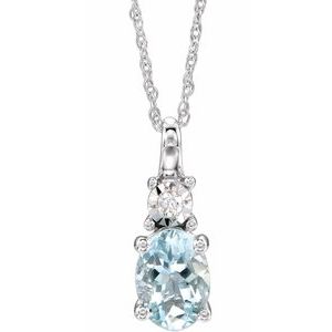 Collier de 45,7 cm (18 pouces) en or 14 carats, aigue-marine blanche naturelle et diamant naturel de 0,02 carat