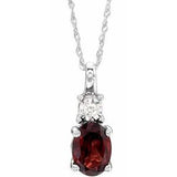 Collier de 45,7 cm (18 pouces) en or 14 carats, serti d'un grenat naturel blanc du Mozambique et d'un diamant naturel de 0,02 carat.