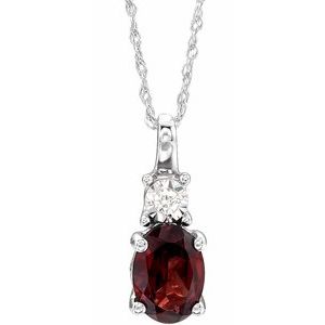 Collier de 45,7 cm (18 pouces) en or 14 carats, serti d'un grenat naturel blanc du Mozambique et d'un diamant naturel de 0,02 carat.