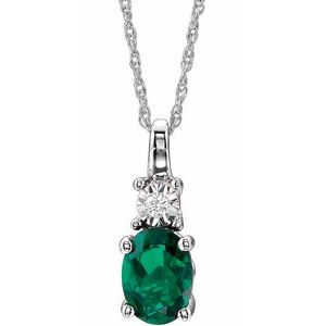 Collier de 45,7 cm (18 pouces) en or 14 carats avec émeraude blanche de laboratoire et diamant naturel de 0,02 carat.