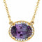 Collier de 42 cm (16 1/2 po) en or jaune 14 carats, alexandrite de laboratoire et diamants naturels (0,04 carat au total).