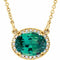 Collier de 42 cm (16 1/2 po) en or 14 carats, orné d'une émeraude de laboratoire jaune et de diamants naturels (0,04 carat au total).