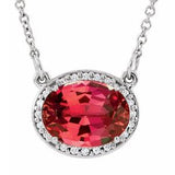 Collier de 42 cm (16 1/2 po) en or 14 carats, orné d'un rubis blanc de laboratoire et de diamants naturels (0,04 carat au total).