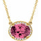 Collier en or jaune 14 carats, tourmaline rose naturelle et diamants naturels (0,04 carat au total), 42 cm (16 1/2 po)