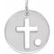 Pendentif disque croix ajouré en or blanc 14 carats