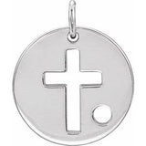 Pendentif disque croix ajourée en argent sterling