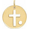 Pendentif disque croix ajouré en or jaune 14 carats