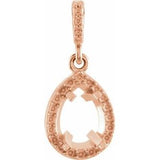 Monture pendentif style halo en or rose 14 carats 7x5 mm