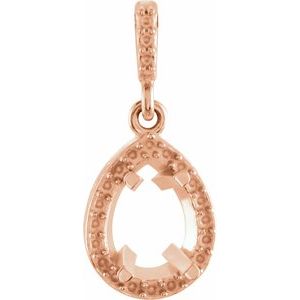 Monture pendentif style halo en or rose 14 carats 7x5 mm