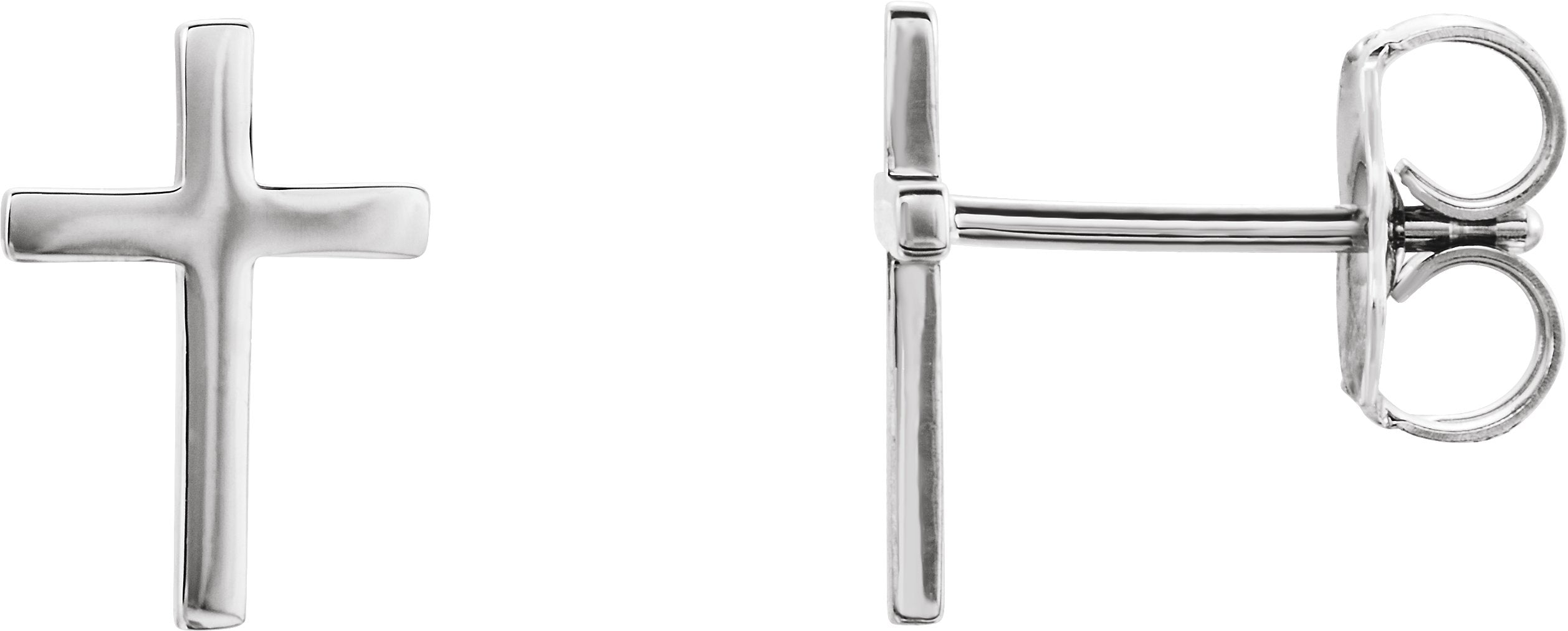 14K White Gold 10 mm Cross Earrings