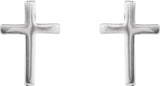 14K White Gold 10 mm Cross Earrings