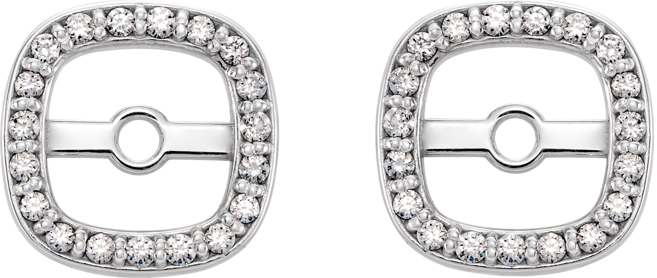 14K White Gold .08 CTW Natural Diamond Halo-Style Earring Jackets