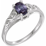 Bague en argent sterling pour les jeunes de juin avec pierre de naissance imitation.