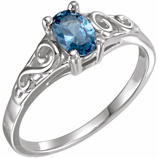 Bague de naissance imitation pierre blanche 14 carats pour jeune (décembre)