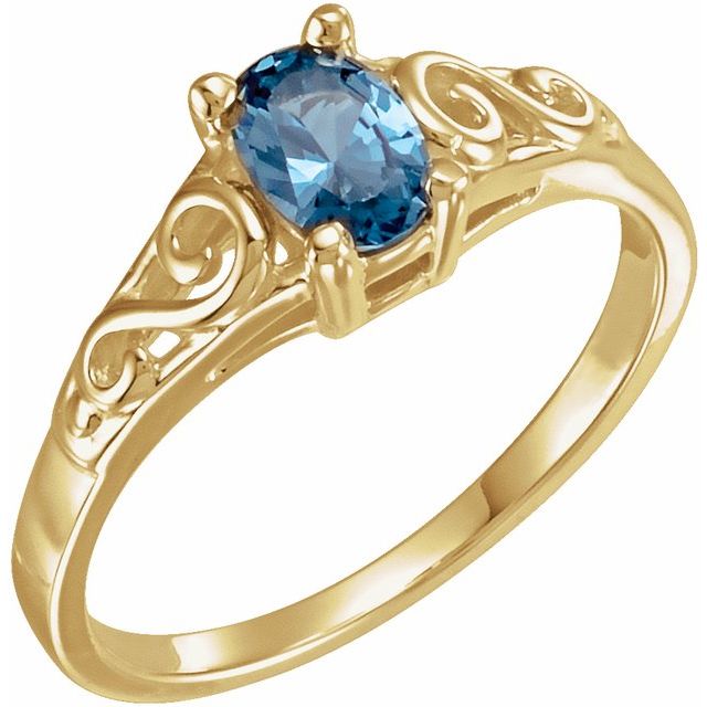 Bague de naissance enfant en or jaune 14 carats, imitation pierre de naissance de décembre