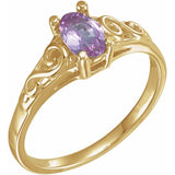Bague de naissance d'octobre pour les jeunes, en or jaune 14 carats, imitation pierre de naissance.