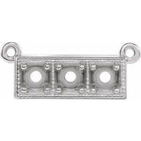 Collier avec pendentif central en or blanc 14 carats, orné d'une barre ronde à trois pierres granulées de 3 mm.