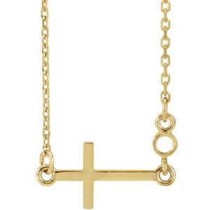 Monture de collier croix ronde latérale en or jaune 14 carats, 2 mm, 40-45 cm (16-18 pouces)