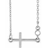 Monture de collier en platine avec croix ronde latérale de 2 mm, 16-18 pouces