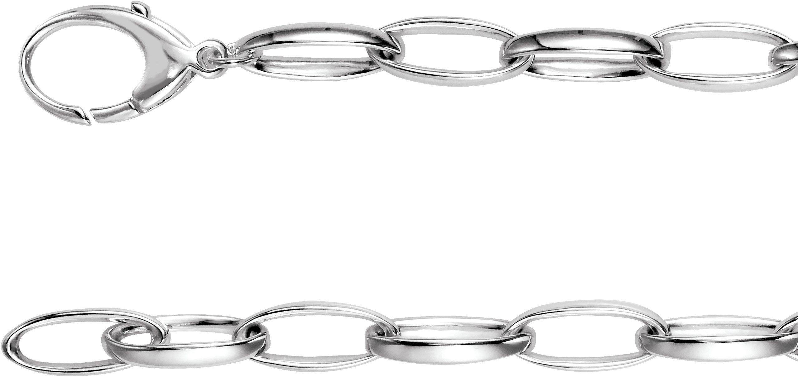 Sterling Silver 7.25 mm Oval Cable 8" Chain