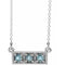 Collier en argent sterling et aigue-marine naturelle à trois pierres, 40-45 cm