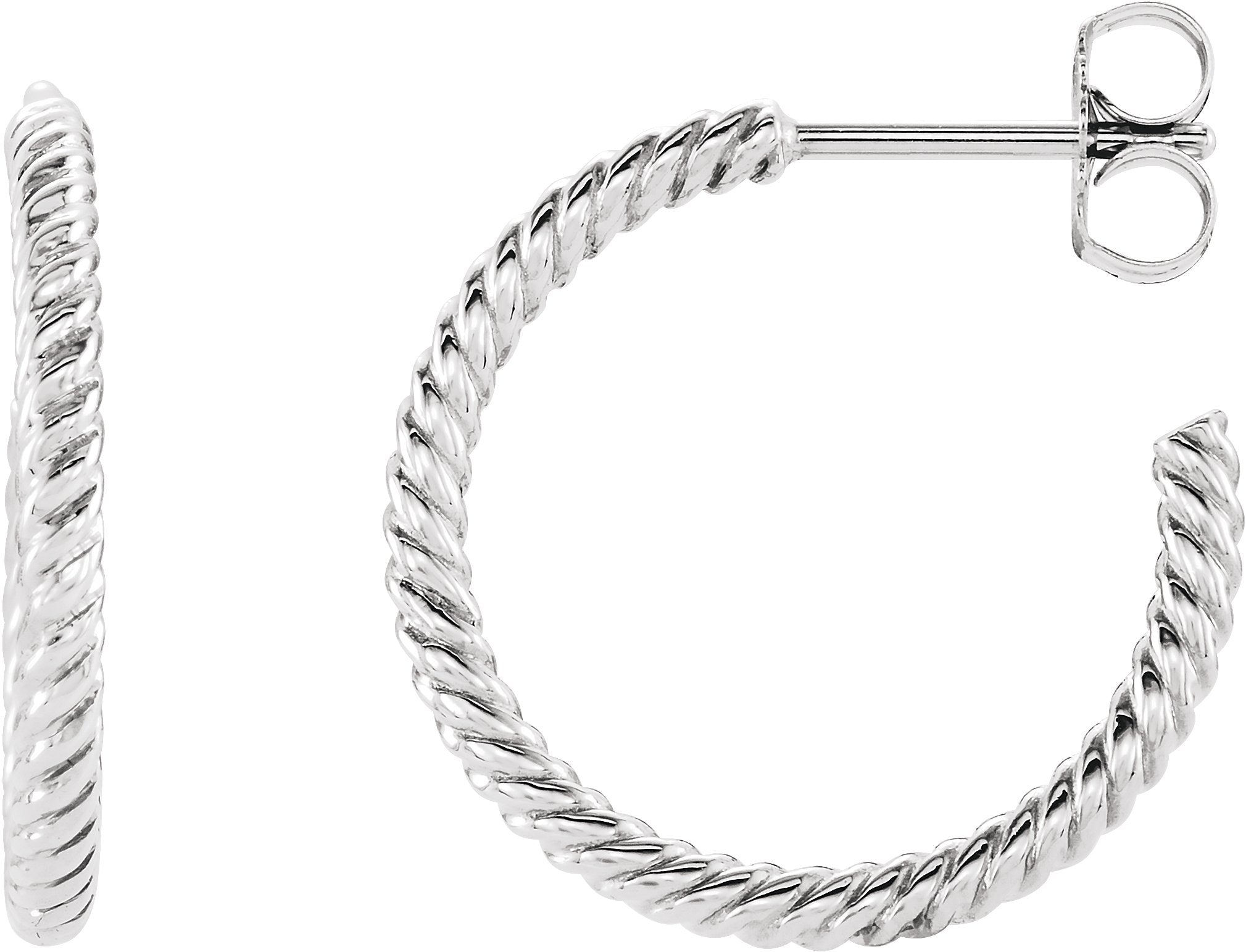 14K White Gold Rope 17 mm Hoop Earrings