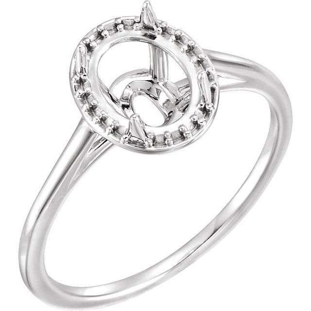 Bague de montage ovale style halo 8x6 mm en or blanc 14 carats