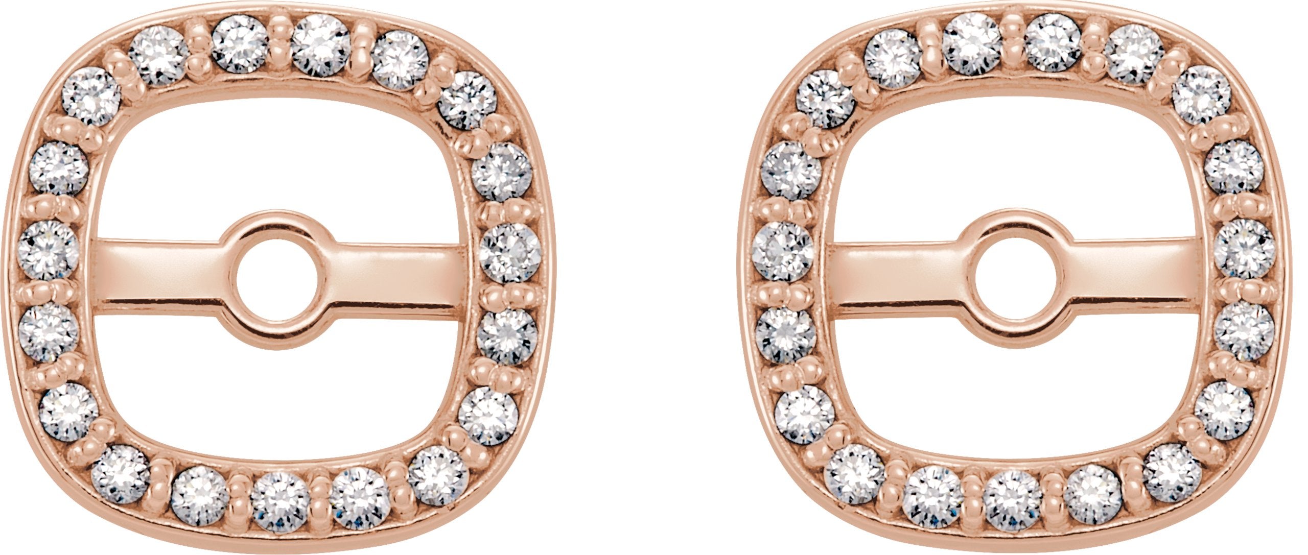 14K Rose Gold 1/10 CTW Natural Diamond Halo-Style Earring Jackets